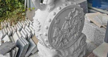 无锡芝麻白抱鼓石 庭院抱鼓石