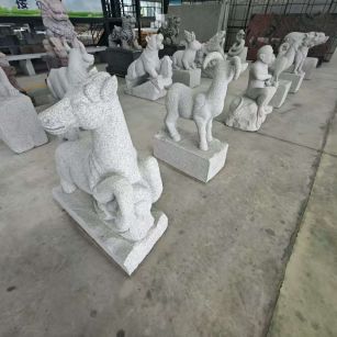 无锡芝麻白雕刻 十二生肖 异形雕刻