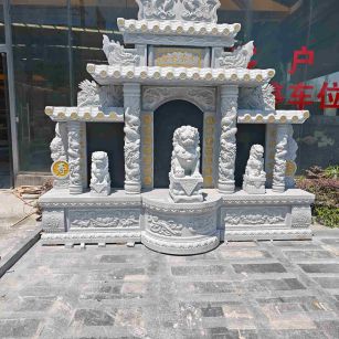 无锡芝麻白中国黑石材套墓 花岗岩墓碑